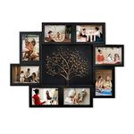 Jerry & Maggie Picture Frames Collage Wall Decor for Home, Family Tree Photo Frames for Wall, 4x6 Picture Frame Collage with Tree, Black with Gold Tree