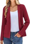 Women's Long Sleeve Casual Blazers Open Front Work Office Jackets Blazer(2XL, Wine)