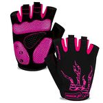 MOREOK Cycling Gloves Bike Gloves for Men/Women-[5MM Gel Pad] Biking Gloves Half Finger Bicycle Gloves Exercise Workout Gloves for Cycling/Weight Lifting/Gym/Motorcycle/Rowing AK050 Pink-L