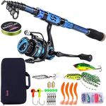 Sougayilang Fishing Rod and Reel Combos - Carbon Fiber Telescopic Fishing Pole - Spinning Reel 12 +1 BB with Carrying Case for Saltwater and Freshwater Fishing Gear Kit-7.9FT-Blue