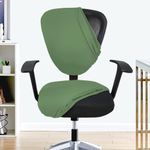 HOTKEI Set of 6 Pista 2 Piece Office Chair Cover 200GSM Fabric Stretchable Solid Elastic Removable Washable Office Computer Desk Executive Rotating Chair Seat Covers Slipcover Cushion Protector