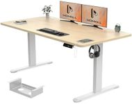 Homall Standing Desk 140x80cm Height Adjustable Desk Sit Stand Desk with Time Reminder Stand up Desk 3 Memory Setting Electric Desk Wire Management Tray,Beige