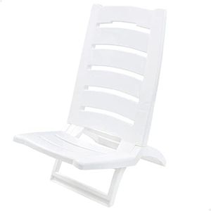 AKTIVE 62653 - Sedia da spiaggia in plastica bianca, leggera, pieghevole, facile da trasportare, dimensioni 37,5x55x65 cm