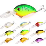 KEESHINE Fishing Lure for Bass, 10 Packs Deep Diving Crankbait Bass Trout Fishing Lure Kit Swimbait Wobble Hard Baits