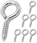 ZUSFUL 6 Pcs M6 304 Stainless Steel Screw Eye Hooks, 2-1/2 Inches Eyes Screw Hooks,Heavy Duty Screw Eye Bolt,Load Bearing 200LB,Indoor & Outdoor Use