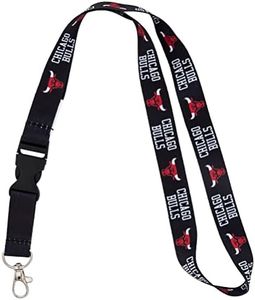 Chicago Bulls NBA National Basketball Association Car Keys ID Badge Holder Lanyard Keychain Detachable Breakaway Snap Buckle (Lanyard 2 - Black)