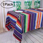 TRLYC 57"X102" Mexican Blanket Stripe Tablecloths for Weddings Cotton Travel Serape Blanket Outdoor Table Cover Table Cloth