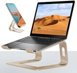 VECOFO Laptop Stand for Desk Aluminum Laptop Riser Holder for All laptops 10-17 Inches,Include A Cell Phone Stand(Gold)