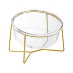 Glass Dog Bowls Elevated Tilted - Raised Dog Bowl with Metal Stand - Lifted Cat Feeding Bowls Anti Vomit - Dog Dishes for Food and Water - Pet Dish for Small to Medium Dogs and Large Cats - 800 ml