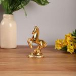 PURESTORY Small Galloping Horse Showpiece.Decorative Accents for Living Room.Horse Statues Home Decor,Animal Figurines Set for Living Room,Bedroom,Office - Gold - 4.3 x 3.2 Inch