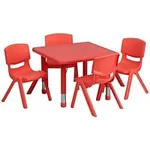 Flash Furniture 24'' Square Red Pla