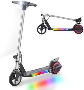 BIIST Srar Series Silver 6.5“ Foldable Electric Scooter for Kids, Front LED Lights and Multicolor Shining Lights on pad; Electrics Scooter for Kids Age 6+, Lightweight Kids e-Scooter