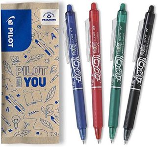 PILOT - 4 FriXion Ball Clicker - Encre Gel Effaçable - Stylo Roller Rechargeable, Rétractable et Ergonomique - Noir, Bleu, Rouge & Vert - Pointe Moyenne