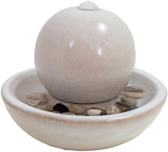 Sunnydaze Tabletop Ceramic Tabletop Fountain with Orb - Relaxing Indoor Fountain for Meditation - for Office, Bedroom, or Living Room - White