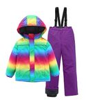 M2C Girls 2-Piece Snowsuit Thicken Patterned Ski Jackets and Pants Spectrum Gold 8-9