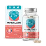 Health & Her Premenstrual Supplements for Women - PMS Support for Menstrual Wellbeing - Supports Hormone Regulation, Energy, Nervous System, Cognitive Function & Immune System (1 Month- 60 Tablets)