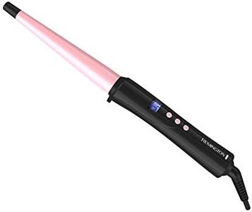 REMINGTON Pro ½”-1” Pearl Ceramic Conical Curling Wand, Digital Controls + 10 Heat Settings, Black/Pink, CI95AC4
