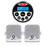 GUZARE Marine Stereo Speaker Package, Bluetooth, MP3/USB AM/FM Waterproof Radio Bundle for Boat SPA ATV UTV