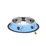 Foodie Puppies Stainless Steel Paw Bone Printed Bowl for Dogs, Cats & Any Pets - 1800ml, Large (Sky Blue) I Non-Skid Rubber Bottom Food/Water Bowl I Non-Toxic & 100% Safe for Pets