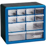 Draper 12 Drawer Organiser Storage Unit Plastic | Workshop Home Office Cabinet Cupboard | Wall Mountable | 12014, 12 Part