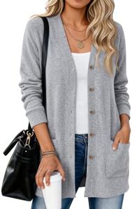 LILLUSORY Lightweight Long Cardigan for Women Fall Outfits Grey L