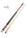 JBB Billiards Half Pool Cue Stick, Centre Piece Brass Joint, American Style, 12mm with 4 Pcs of Slip-on Cue Tips for Free (Red)