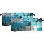 LALILO Turquoise Kitchen Curtains Abstract Art Valances for Windows Blackout Window Treatment Valances Rod Pocket Curtain Valance for Bathroom Bedroom Living Room Cafe,52 X 18 Inch,2 Panel