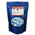 Patco Pharmaceuticals - Size 0 Blue/White Empty Gelatin Pill Capsule - Gluten Free/Halal Certified | DIY Powder Filling (Pack of 1000)