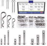 Glarks 122Pcs 4 Styles Clevis Pin/Cotter Pin/Hair Pin/Dowel Pin Assortment Set, 15 Size 304 Stainless Steel Pin Fasteners for Automotive, Mechanics, Cars, Trucks, Lawn Mower Use