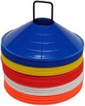 The Soccer Store Football Marker Cones with Metal Stand (50pcs) - Set of 50 Football Cones for Football Training. Pack of 50 Multisport Pro Quality Markers. Training Cones for Sport (Multi-Coloured)
