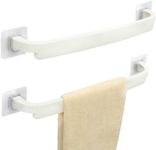 Belle Vous (2 Pezzi) Portasciugamani Adesivo di Plastica - Lunghi 45 cm - Porta Asciugamano Bagno/Cucina a Muro - Senza Forare