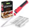 NutriChef Cordless Electric Knife | Easy to Use Constant ON/OFF Safety Function | Lightweight Kitchen Knife | Carve Turkey, Meats, Poultry, Bread & Cheese | 11.42’’ Stainless Steel Blades | Red