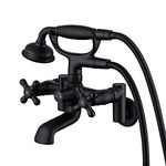 Hanallx Clawfoot Tub Faucet Wall Mount Tub Filler Black Vintage Bathtub Faucets Brass with Telephone Shaped Handheld Shower