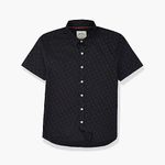 MARKRICH Boy's Regular Fit Printed Casual Shirt Half Sleeves for All Occasions (SS23MB1006_Black 8-9 yrs)