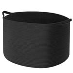 Maliton Laundry Basket, Storage Baskets for Clothes, Bedding, 50x35 cm Large Blanket Basket, Foldable Washing Baskets with Sturdy Handles, Black