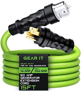 GEARit 50-Amp Generator Extension Cord (15 Ft) Inline NEMA 14-50P to SS2-50R Twist Lock Connector STW 6/3+8/1 AWG 125/250V for 50A Power Inlet Box, RV Camper, Generator to House - 15 feet