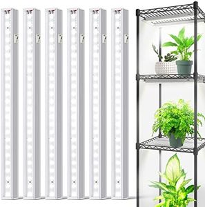 SpeePlant LED Grow Light Strips, T5 Grow Lights, Full Spectrum, 1FT 5000K, Plant Light Strip for Indoor Plants, Plug and Play with ON/Off Switch, 6-Pack