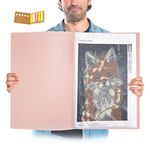 A3 Portfolio Folder for Artwork,Diamond Painting Storage Book,Art Portfolios Case 30 Pages with Index Stickers,11.8 x 16.5 inch Clear Sheet Protector for Diamond Painting,Report,Photo (Pink)