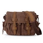 FANDARE New Vintage Messenger Bag Satchel College Bag Schoolbag Bookbag Casual Travel Shoulder Bag Commute Work Bag 14 inch Laptop Briefcase Multipurpose Men/Women Canvas Brown