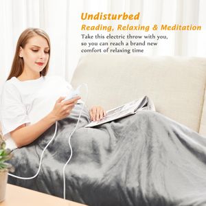 Mia&Coco Electric Heated Blanket – Grey, Soft Fleece Throw