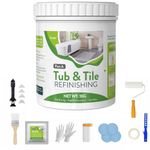 Tub and Tile Refinishing Kit, Tub Paint, Sink Bathtub Reglaze Kit White, Tub and Tile Paint Kit Bathroom Easy to Use, Low OdorBathtub Paint Refinishing Kit for Bathroom Porcelain Kitchen Fiberglass