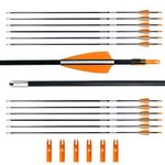BOWSOUL 28“ Archery Arrows Training Practice Target Arrows for Kids Youth or Beginners Safe Blunt Points Durable Shaft on Recurve Bows Youth Bow and Longbows(Pack of 12) (Orange White)