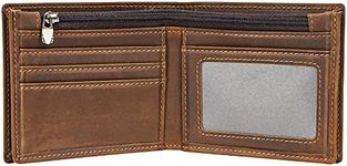 Polare Men's RFID Blocking Cowboy Genuine Natural Crazy Horse Leather Bifold Wallet