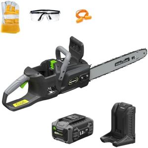 NovorikX 60V Max Electric Chainsaw with 5.0Ah Battery, 2700W Brushless Motor, 18" & 16" Guide Bars, 22 m/s Chain Speed, Auto Oiler, Tool-Assist Tensioning, Triple Safety Protection