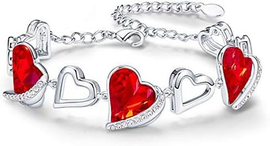 CDE Bracelet pour Femme Argent 925 Réglable Bracelet Femme Coeur Breloques Bijoux Femme Cadeau de Noël Femme Anniversaire Fête des Mères Cadeau de Saint Valentin 18+5.5cm Réglable