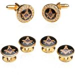 Freemason Crystal Gold-Tone Masonic Formal Set Cufflinks and Studs by Cuff-Daddy