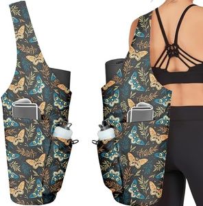 Adalore Yoga Bag for Women, Large Yoga Mat Bag Tote Carrier with Wet Dry Pocket, Water Bottle Holder & Adjustable Strap, Fits 1/2" Thick Yoga Mat for Gym, Pilates, Travel, Work