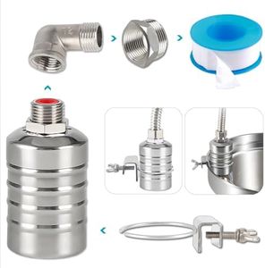 Float Valve,1/2" to 1'' water level control float valve, 304 Stainless Steel Fully Automatic water shut off valve, Automatic Water Level Controller for Water Tank, Pool, Water Tank, Livestock Troughs