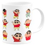 CHHAAP Shinchan Printed Microwave Safe Black Ceramic Coffee Mug Gift for Kids Son Babies Girls Boys Family Cousins Relatives Girlfriend Boyfriend Brother Sister Friends (350 m) (CR17-27)