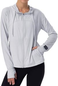 MAISON MISFITS 15 Womens Sun Protection Hoodie SPF Jacket Lightweight Full Zip Up Summer UV UPF 50+ with Pockets Thumb Hole Grey